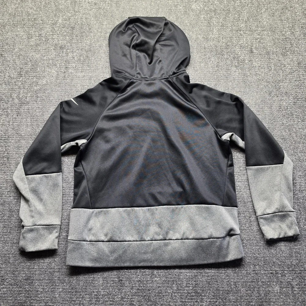 Nike Dri FIT Hoodie Youth Large L Black Grey Big Logo Spellout Pullover